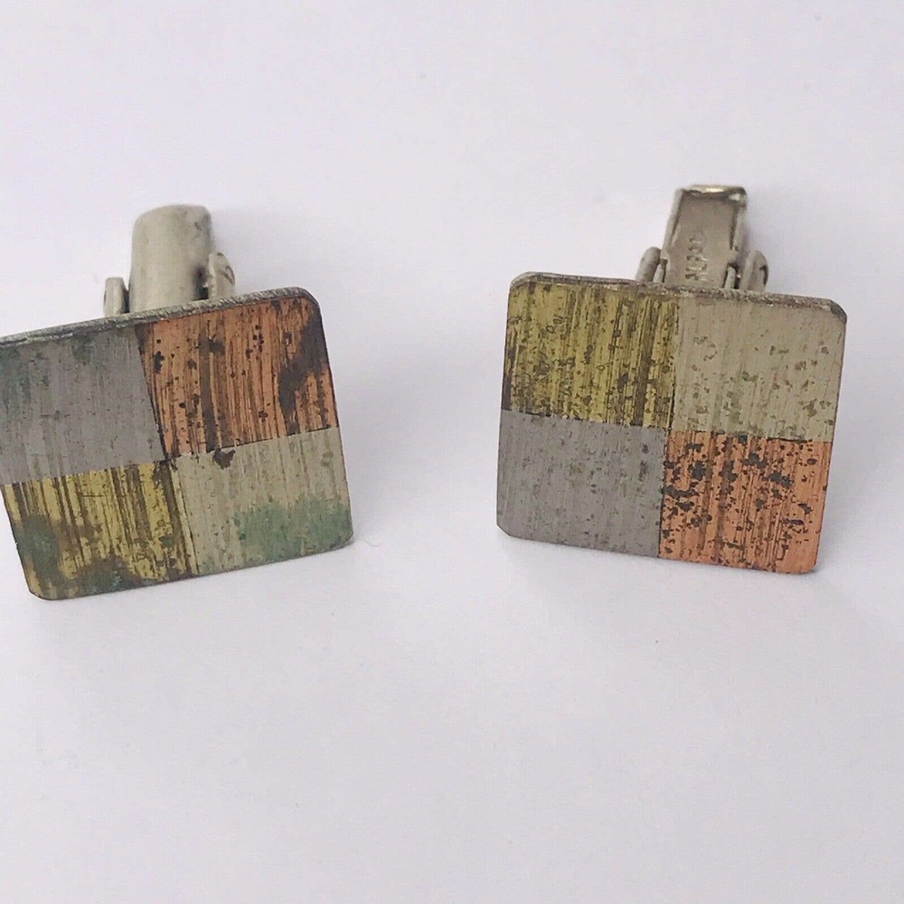 Cufflinks Lara Metales Casados Cufflinks Alpaca Tri Color Gold Silver Square